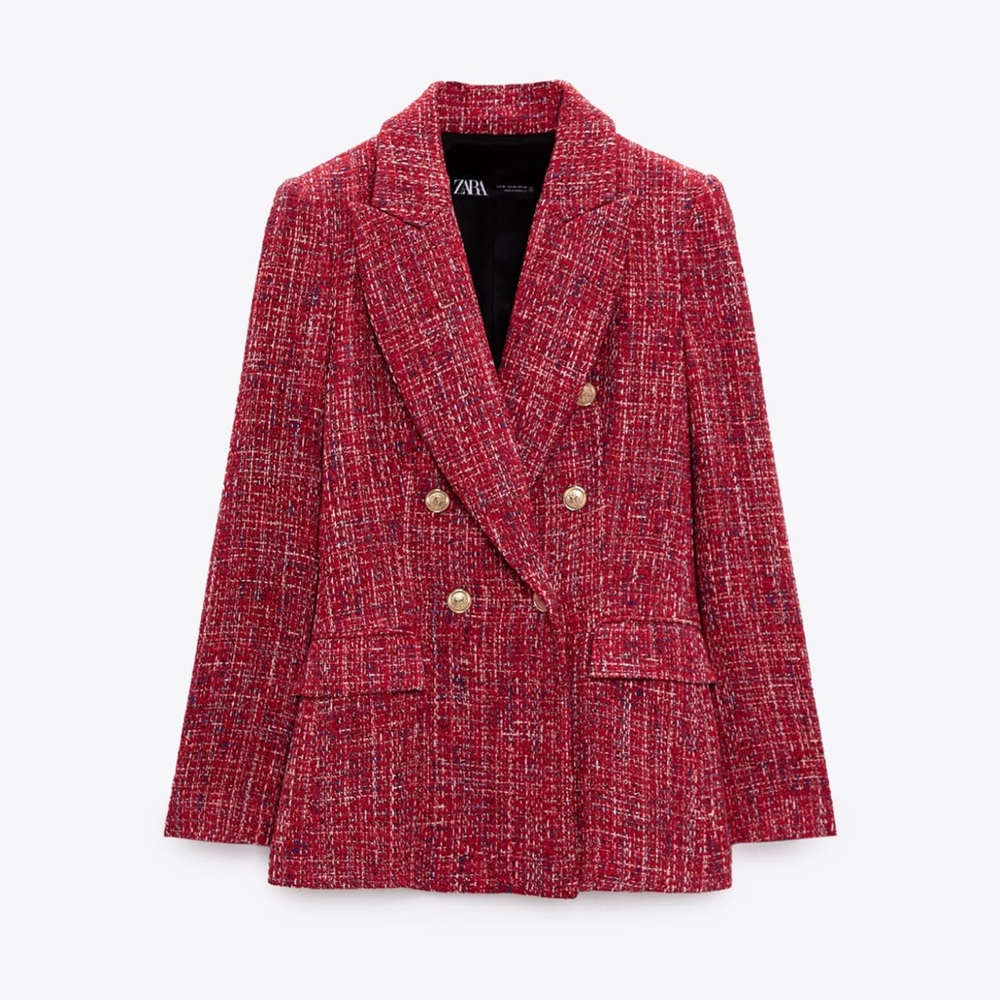 DOUBLE BREASTED TEXTURED WEAVE JACKET